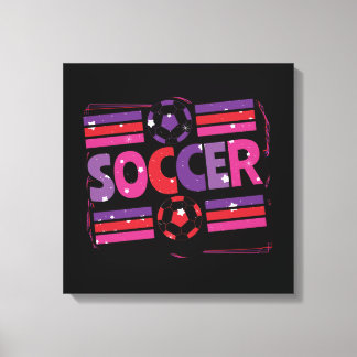 Girls Soccer Geometric Retro Typografie Leinwanddruck