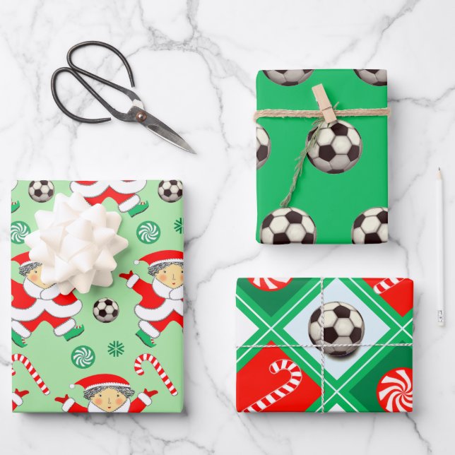 Girls Soccer Holiday Geschenkpapier Set (Vorderseite)