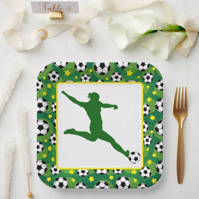 Girls Soccer Party Paper Plate Pappteller (Hochzeit)