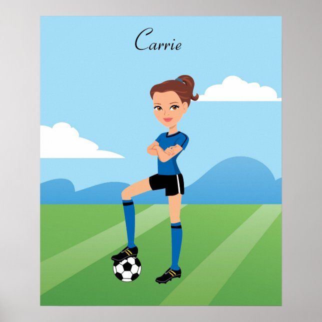 Girl's Soccer Player Illustration Poster (Vorne)