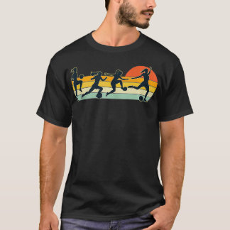 Girls Soccer Spieler Retro Sonnenuntergang Fußball T-Shirt