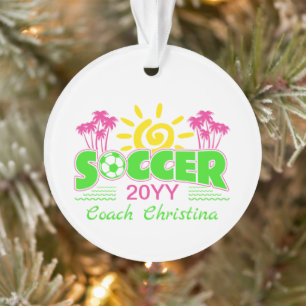 Girls Soccer Sunshine Palm Trees Ornament