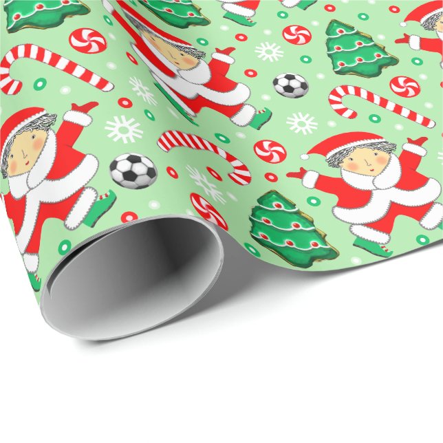 Girls Soccer Weihnachtsgeschenk Geschenkpapier (Rolleneckpunkt)
