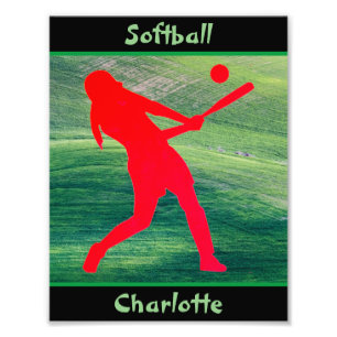 Girls Softball Batter Up on Green Fotodruck