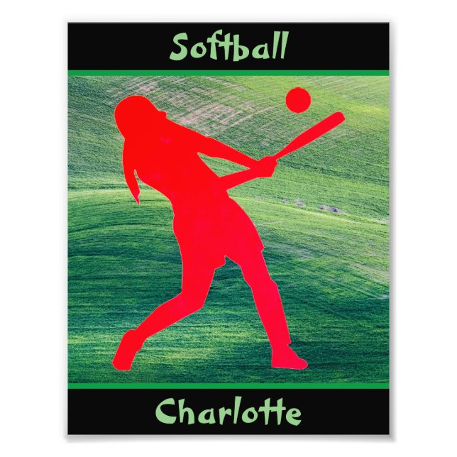 Girls Softball Batter Up on Green Fotodruck (Vorne)