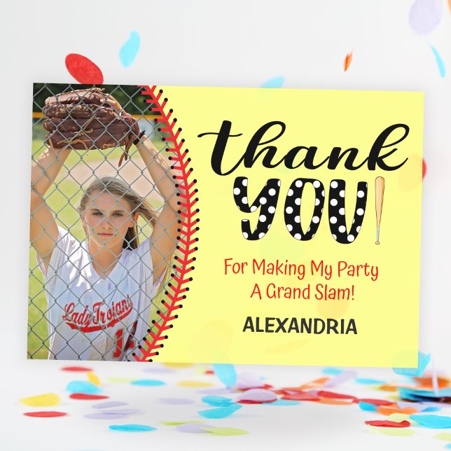 Girls Softball Geburtstagsparty Dankeskarte (Girls Softball Birthday Party Thank You Card)
