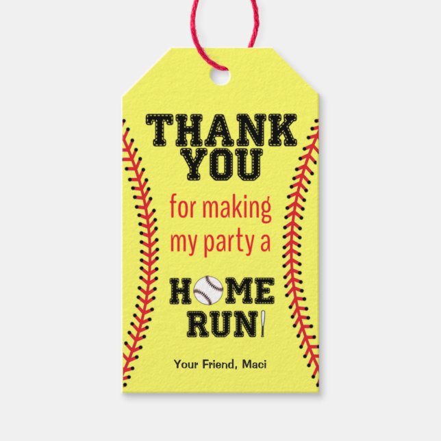 Girls Softball Geburtstagsparty Geschenkanhänger (Vorderseite)