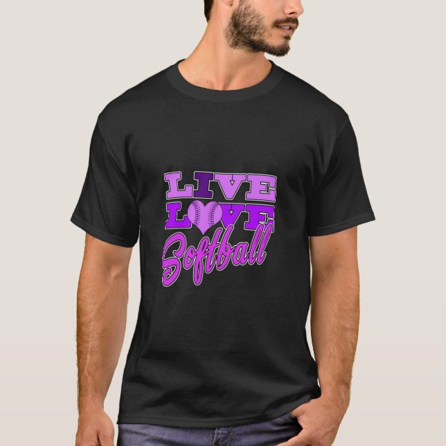 Girls Softball Live Liebe Alle Lila Geschenke Groß T-Shirt (Vorderseite)