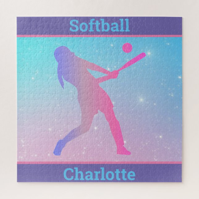 Girls Softball Pastel Puzzle (Vertikal)