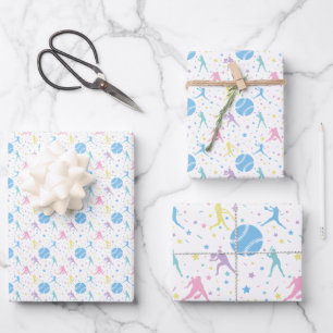 Girls Softball Player Stars Geschenkpapier Set