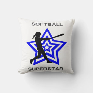 Girls Softball Superstar Custom Kissen