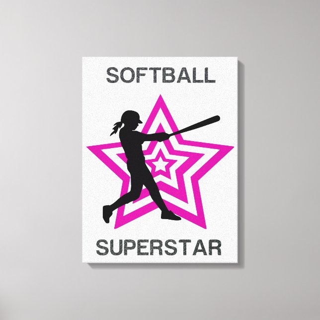 Girls Softball Superstar Leinwanddruck (Vorderseite)