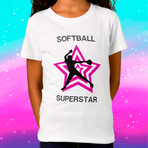 Girls Softball Superstar Pitcher T - Shirt
