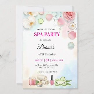 Girls Spa Birthday Party Invitation | Pamper Party Einladung
