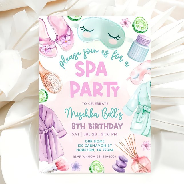 Girls Spa Birthday, Spa Party Birthday Glam Party Einladung (Von Creator hochgeladen)