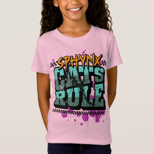 Girls Sphynx Cats Vibrant Pop Art Colorful T-Shirt (Vorderseite)