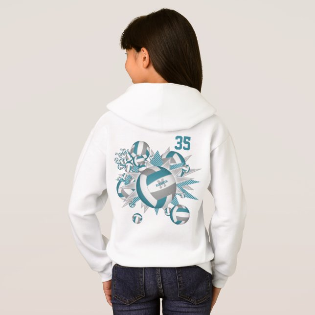 Girls sportliche aquamarine Graubälle Hoodie (Schwarz voll)