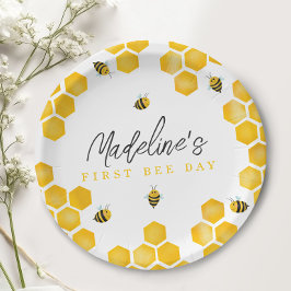 Girls Summer First Bee Day Kinder 1. Geburtstag Pappteller