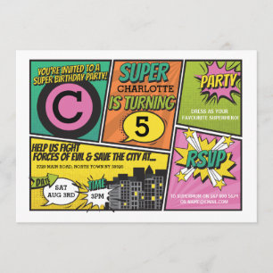 Girl's Superhelo Einladung Pink Party Einladung