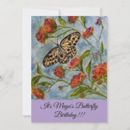 Girls Sweet Butterfly Birthday Invitation Einladung