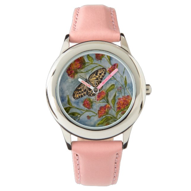 Girls Sweet Butterfly Kids Watch Armbanduhr (Vorderseite)