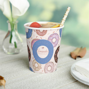 Girls Sweet Donut Pastel Geburtstag Pappbecher
