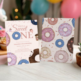 Girls Sweet ONE Donut Pastel Erster Geburtstag Einladung
