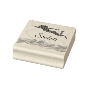 Girls Swim Wood Art Briefmarke Gummistempel