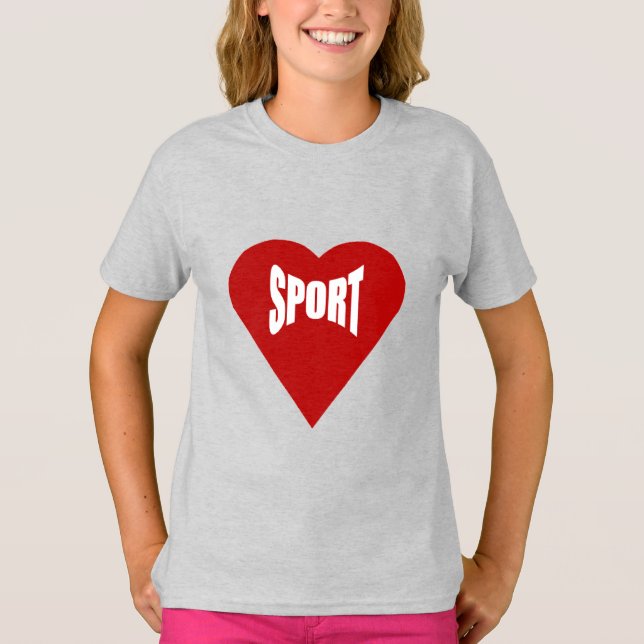 Girls T - Shirt Asche LIEBE SPORT (Vorderseite)