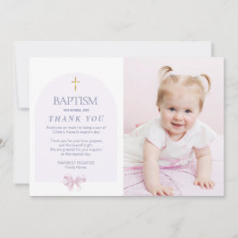 Girls Taufe Danke mit Foto, Pink Bow Thema Einladung