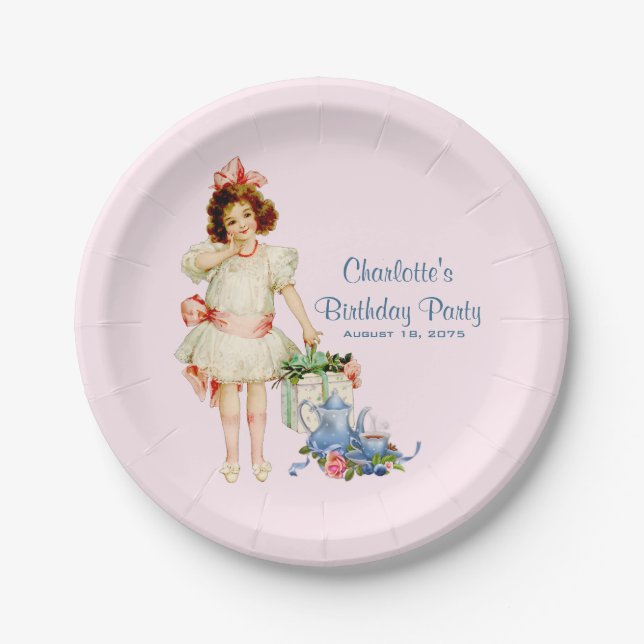 Girls Tea Party Pappteller (Vorderseite)