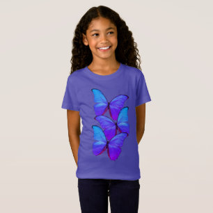 Girl's Tee Shirt Lila/Blue Butterflies