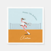 Girl's Tennis Player Geburtstags Cartoon Illustrat