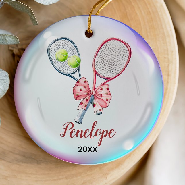 Girls Tennis player racquet personalisiert Keramik Ornament (Von Creator hochgeladen)