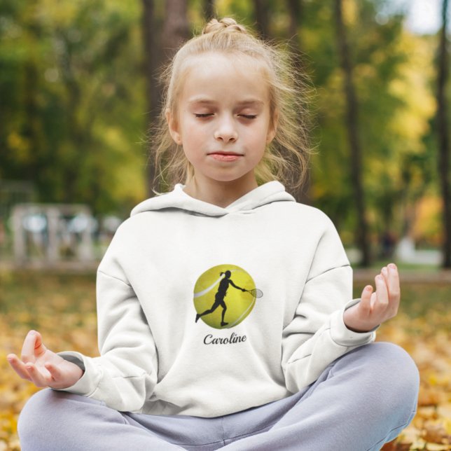 Girls Tennis World Ball & Player Ihr Name Kinder S Hoodie (Von Creator hochgeladen)