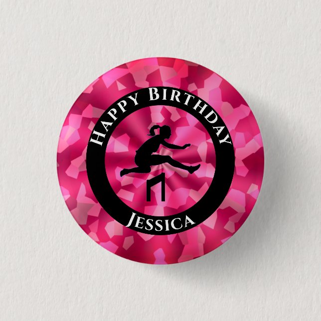Girls Track & Field Pink Camouflage Button (Vorderseite)