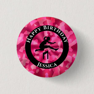 Girls Track & Field Pink Camouflage Button