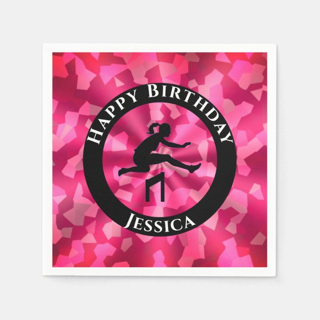 Girls Track & Field Pink Camouflage Serviette (Vorderseite)