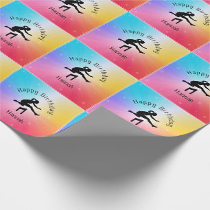 Girls Track & Field Rainbow Stars Geschenkpapier