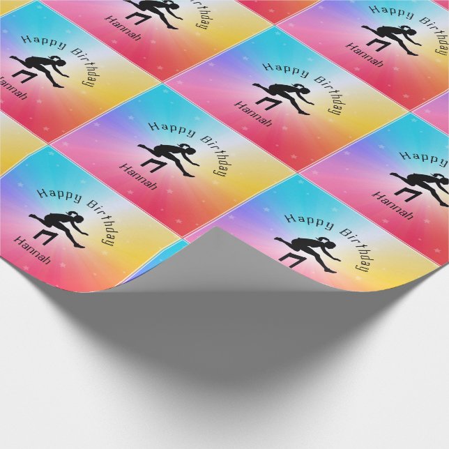 Girls Track & Field Rainbow Stars Geschenkpapier (Ecke)