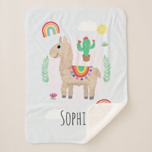 Girls Trendy und Modern Rainbow Llama Alpaca Sherpadecke