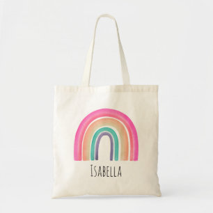 Girls Trendy Whimsical Rainbow Cartoon Name Kids Tragetasche