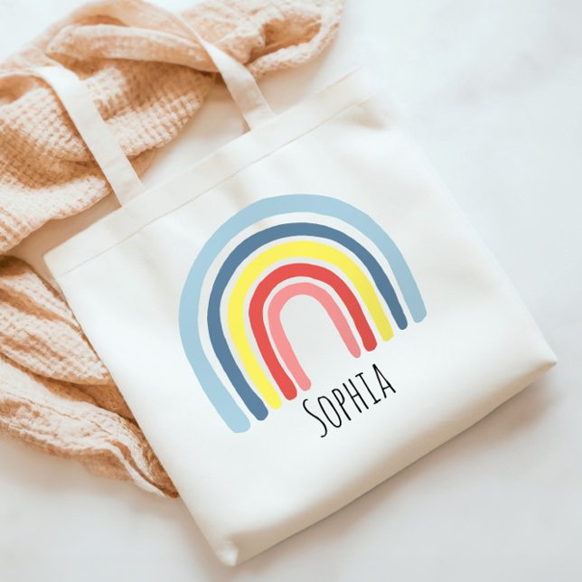Girls Trendy Whimsical Rainbow Cartoon Name Kids Tragetasche (Von Creator hochgeladen)