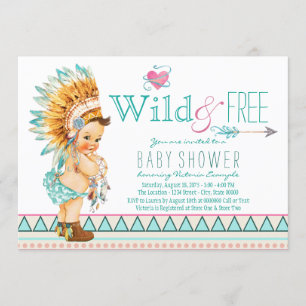 Girls Tribal Baby Dusche Einladung