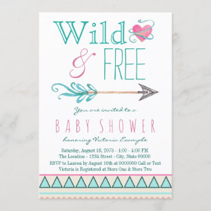 Girls Tribal Boho Arrow Baby Dusche Einladung