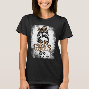Girls Trip 2025 Messy Bun Leopard Bester Freund Ma T-Shirt