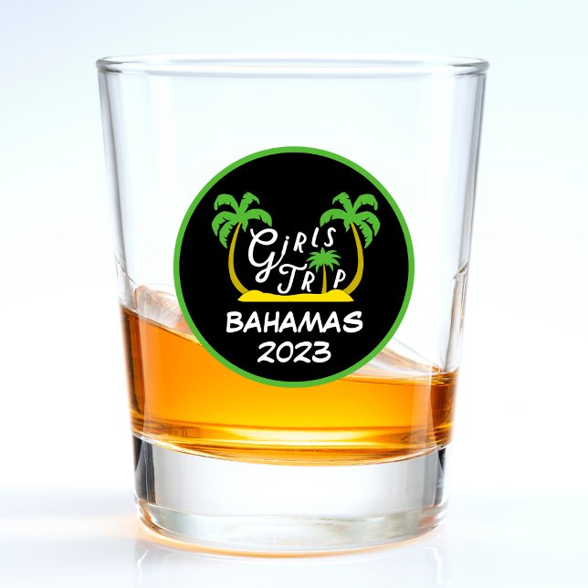 Girls Trip Bahamas Urlaub Karibik Insel Schnapsglas (Girls Trip Bahamas Vacation Caribbean Island Beach Palm Tree Shot Glass)