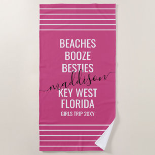 Girls Trip Beach Vacation Magenta Pink Custom Strandtuch