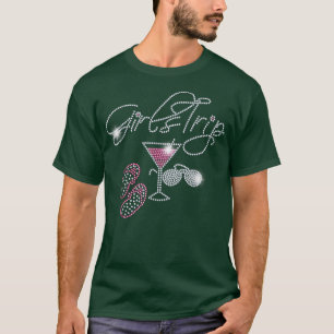 Girls Trip Martini Flip Flops Rhinestone Bling Mom T-Shirt