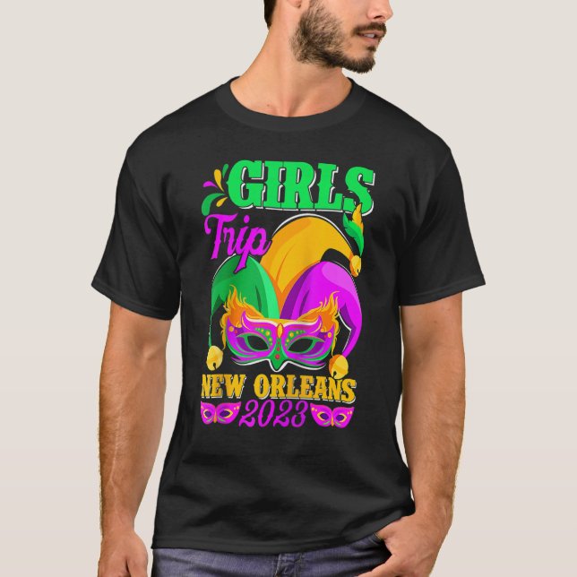 Girls Trip New Orleans 2023 Funny Jester Mask Mard T-Shirt (Vorderseite)